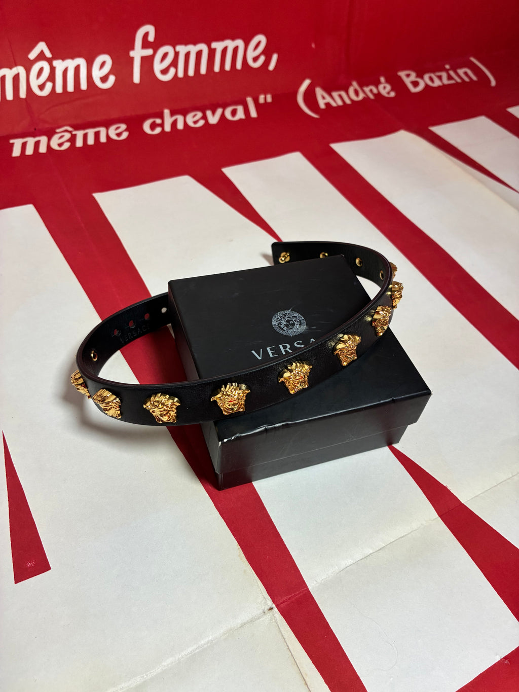 Versace Leather Studded Medusa Choker