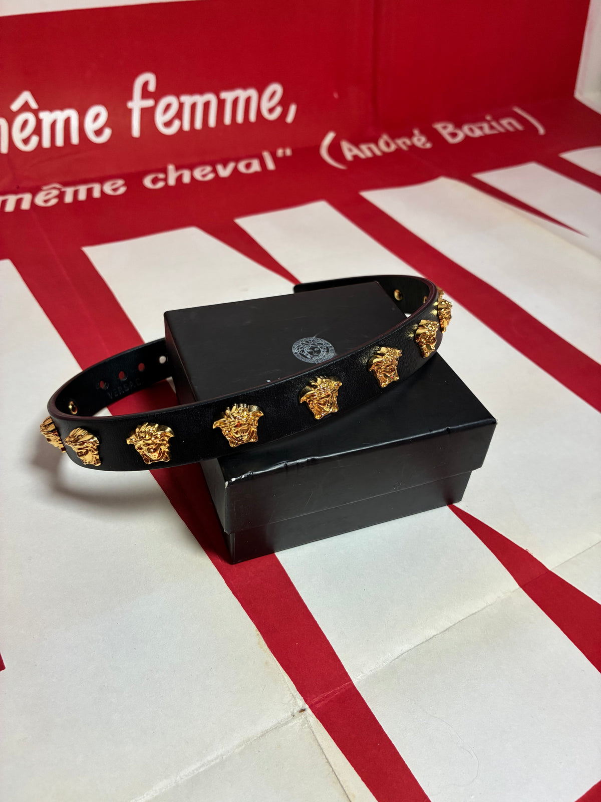 Versace Leather Studded Medusa Choker