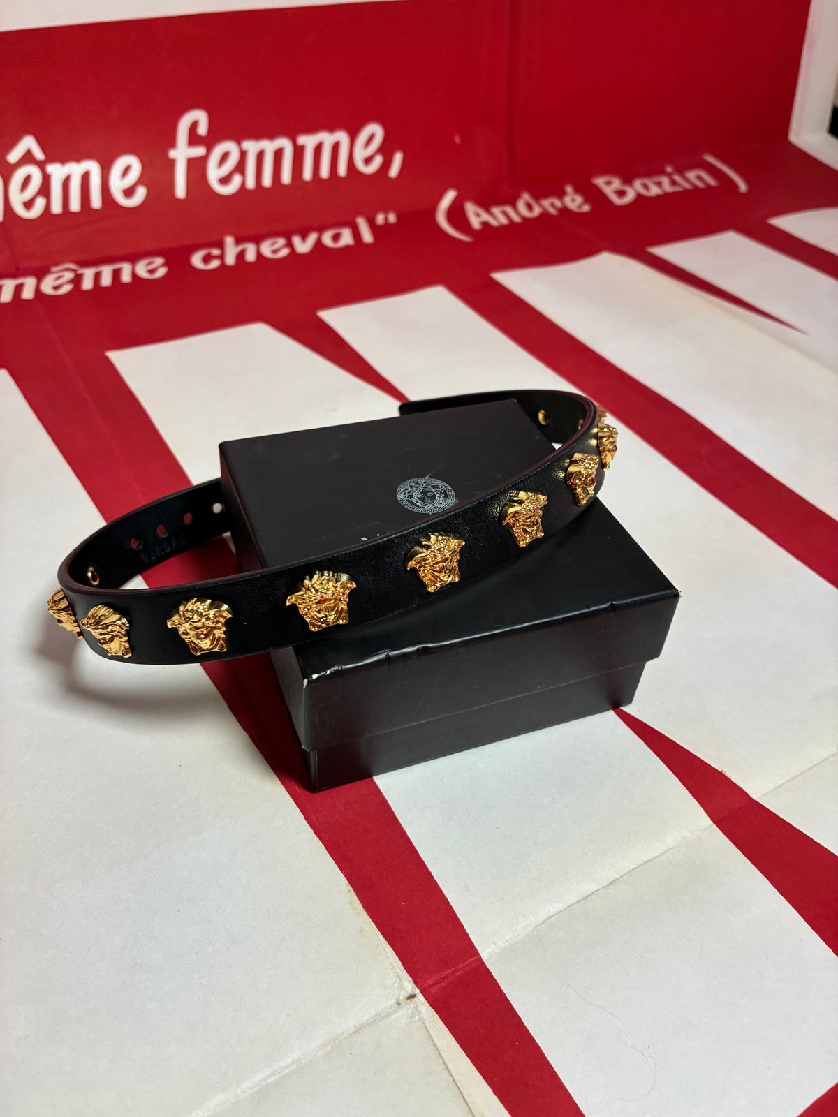 Versace Leather Studded Medusa Choker