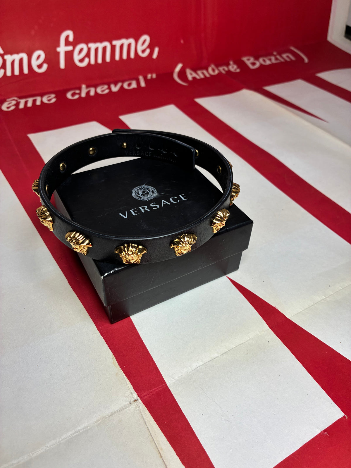 Versace Leather Studded Medusa Choker