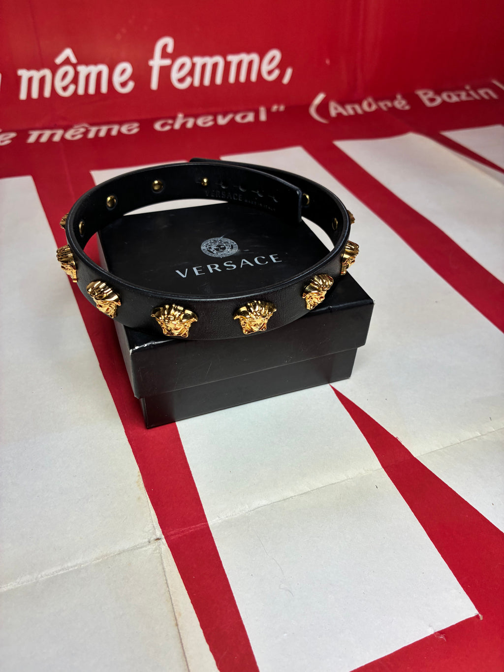 Versace Leather Studded Medusa Choker