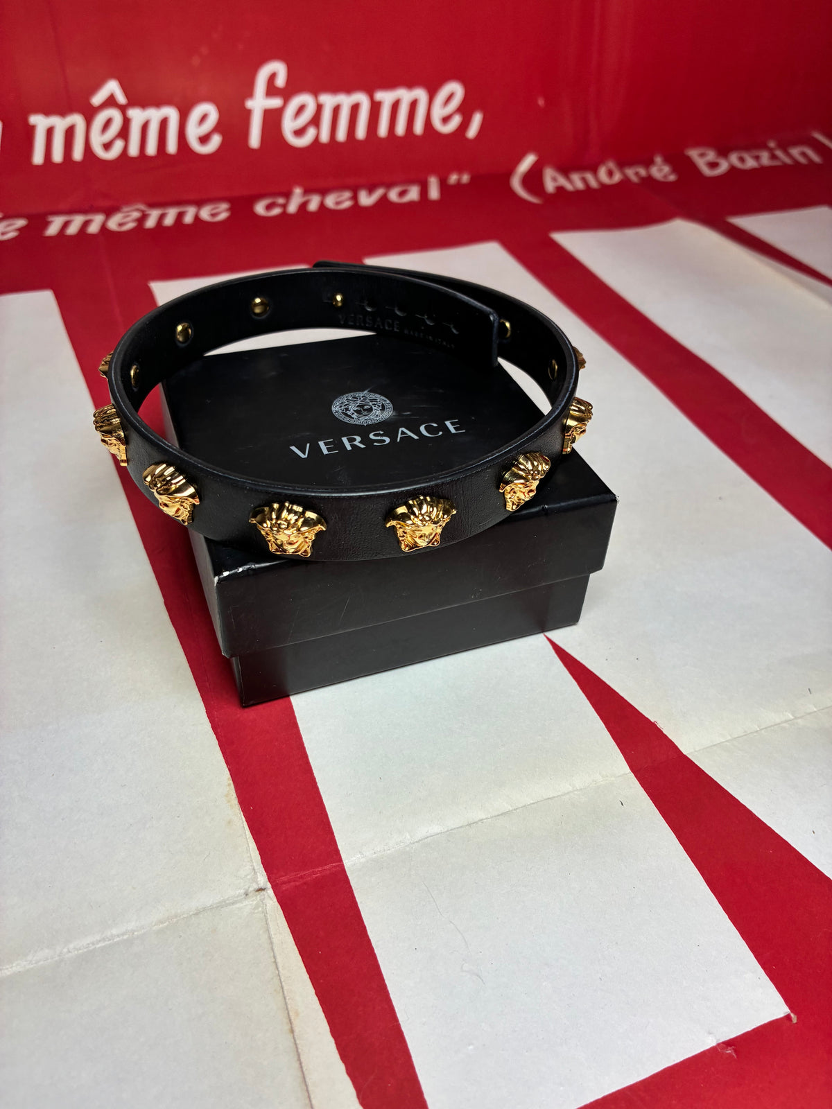Versace Leather Studded Medusa Choker