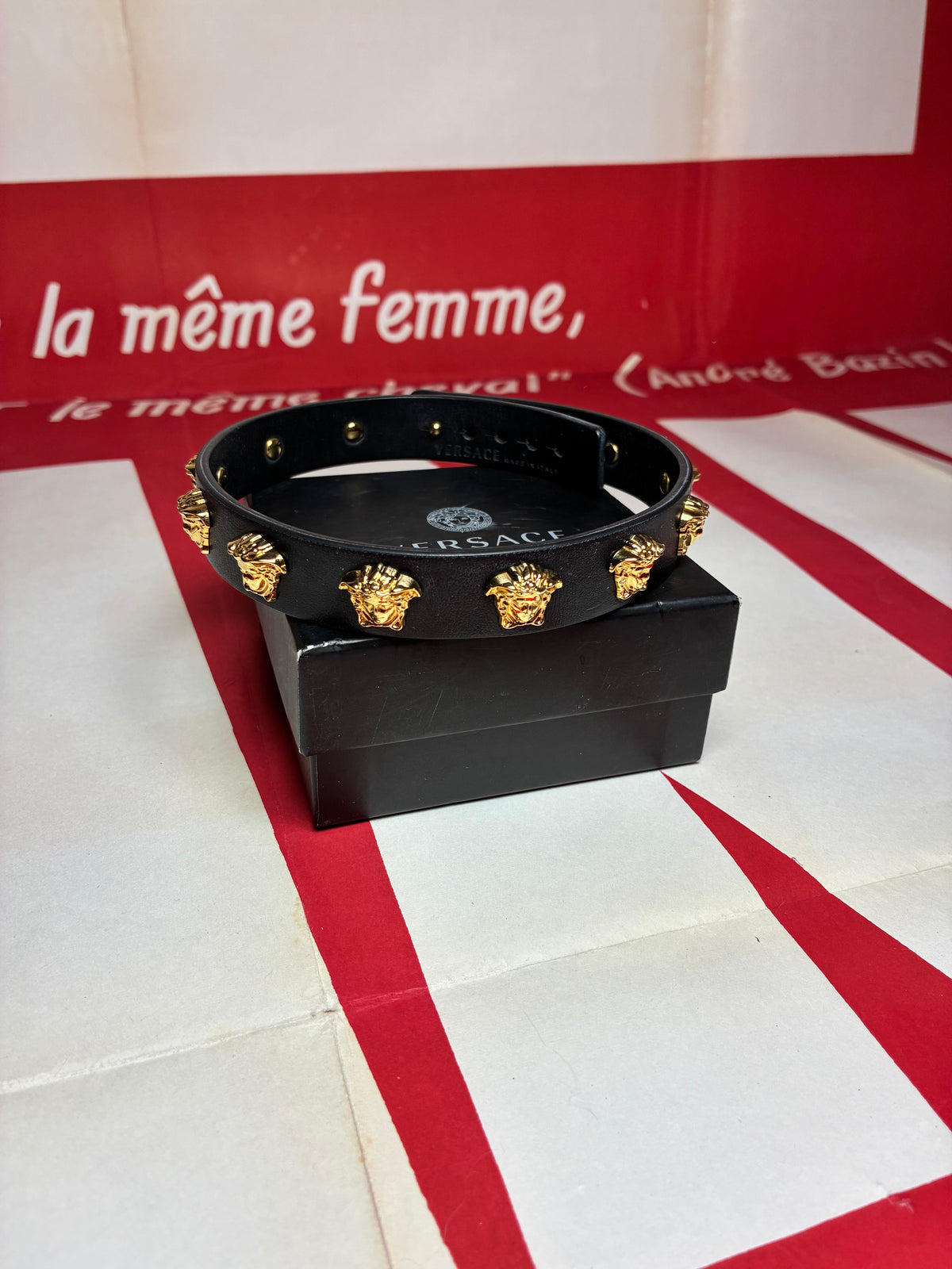 Versace Leather Studded Medusa Choker