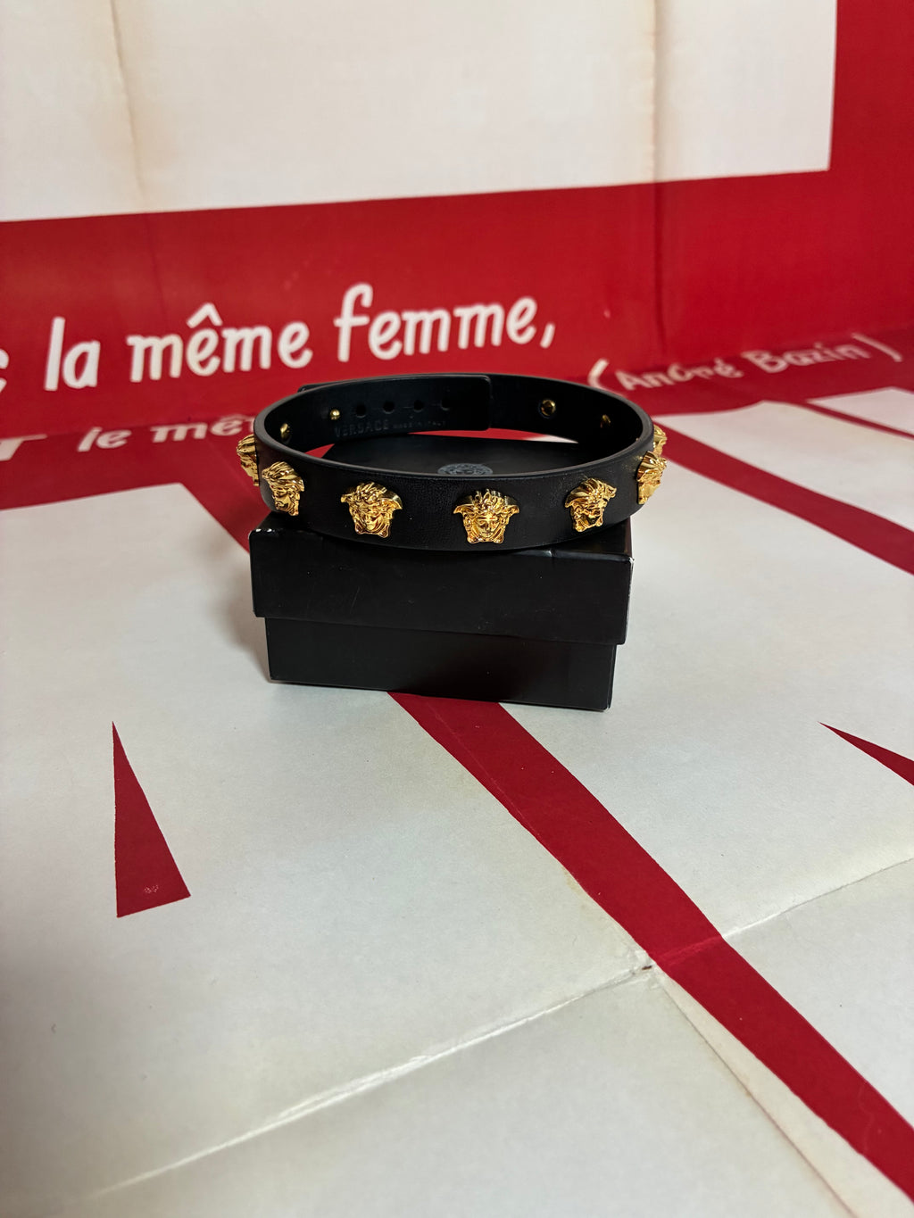 Versace Leather Studded Medusa Choker
