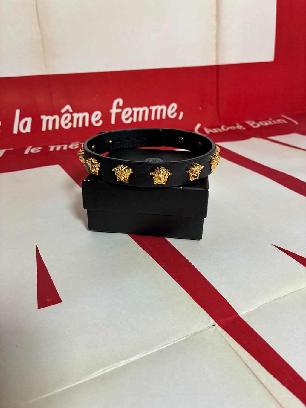 Versace Leather Studded Medusa Choker