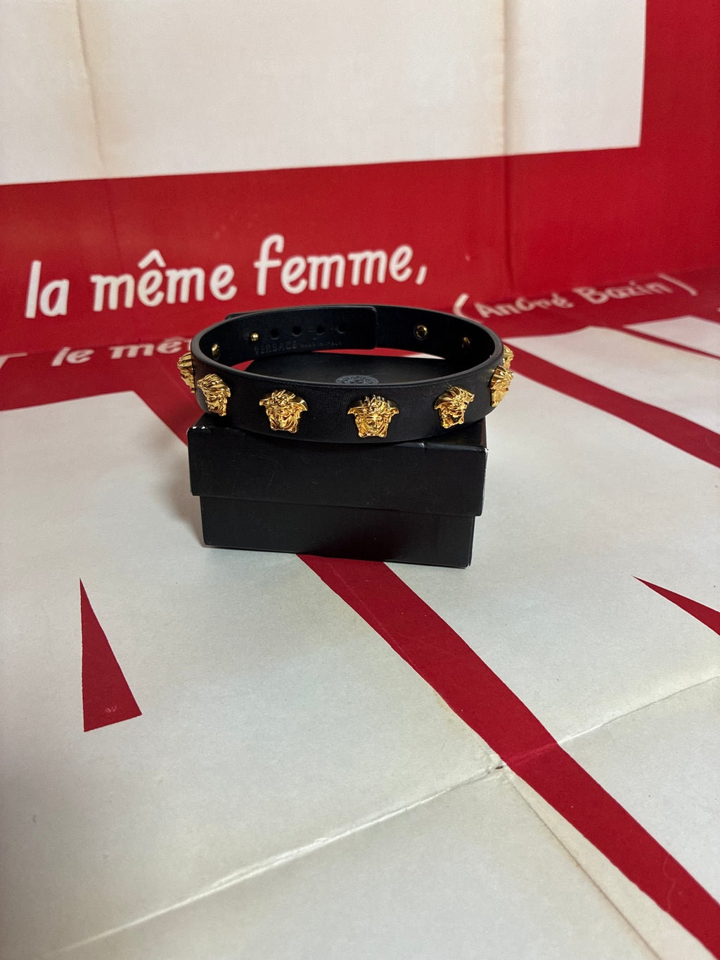 Versace Leather Studded Medusa Choker