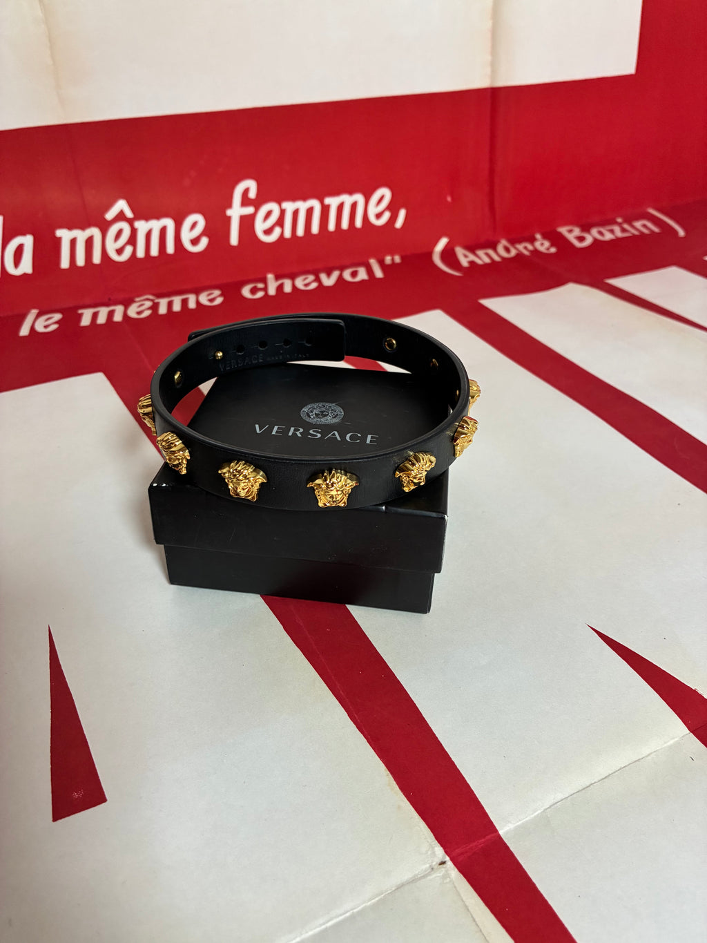Versace Leather Studded Medusa Choker