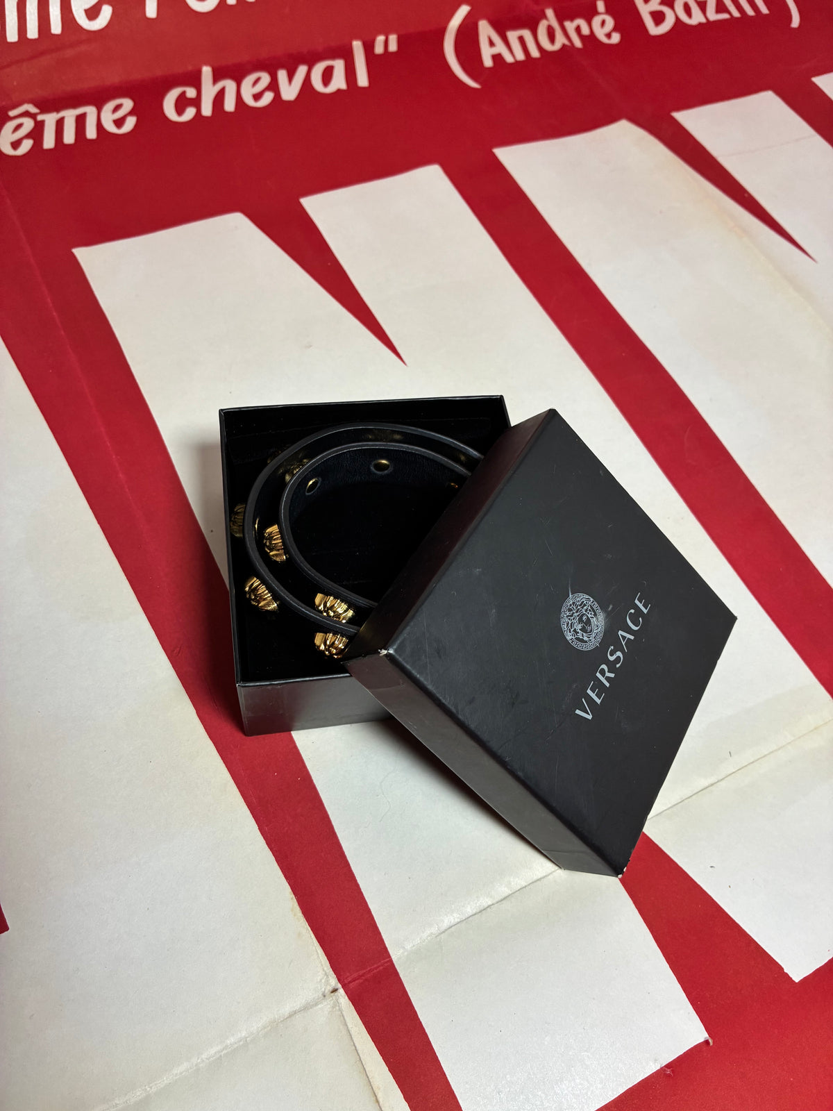 Versace Leather Studded Medusa Choker