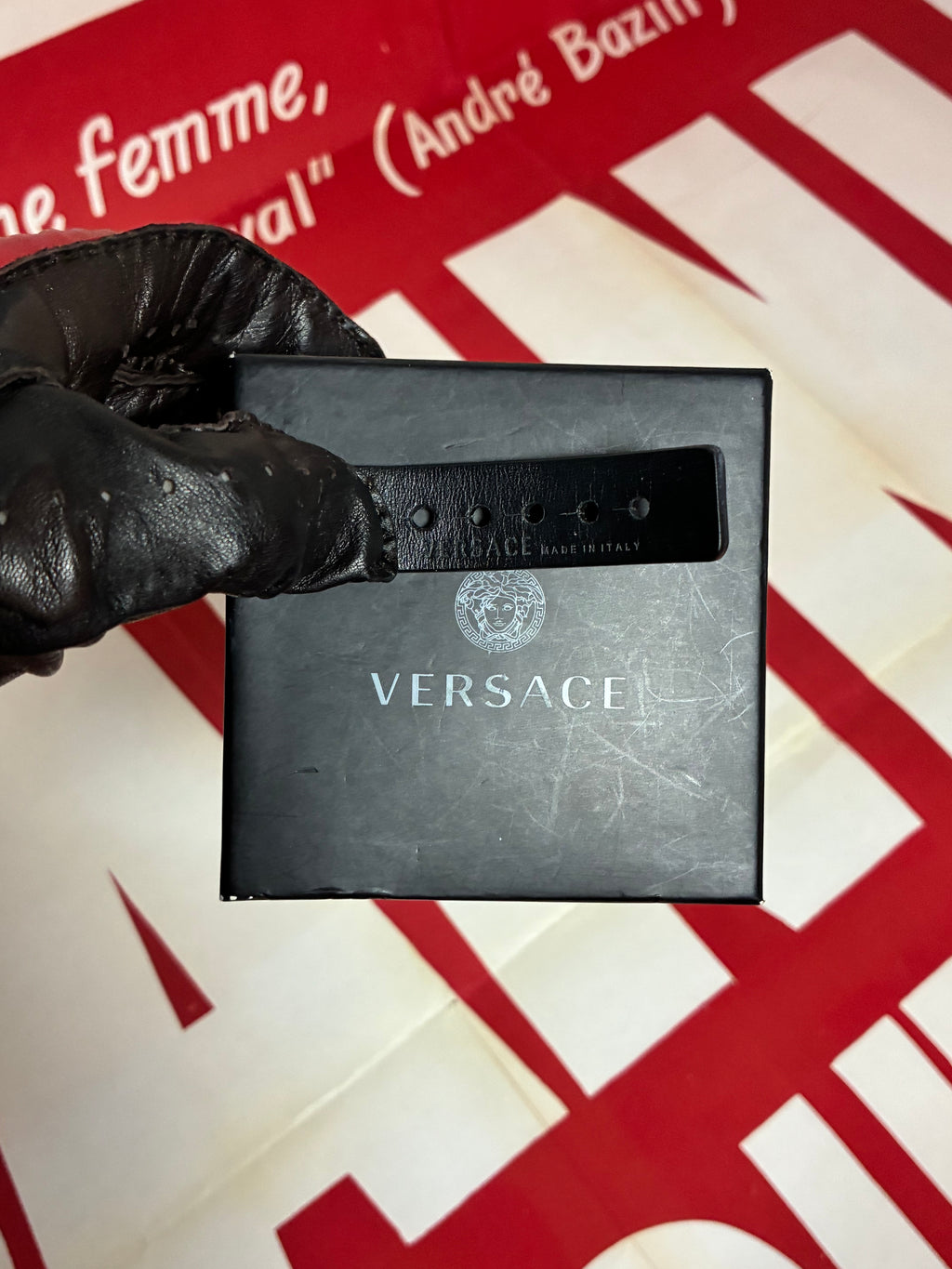 Versace Leather Studded Medusa Choker