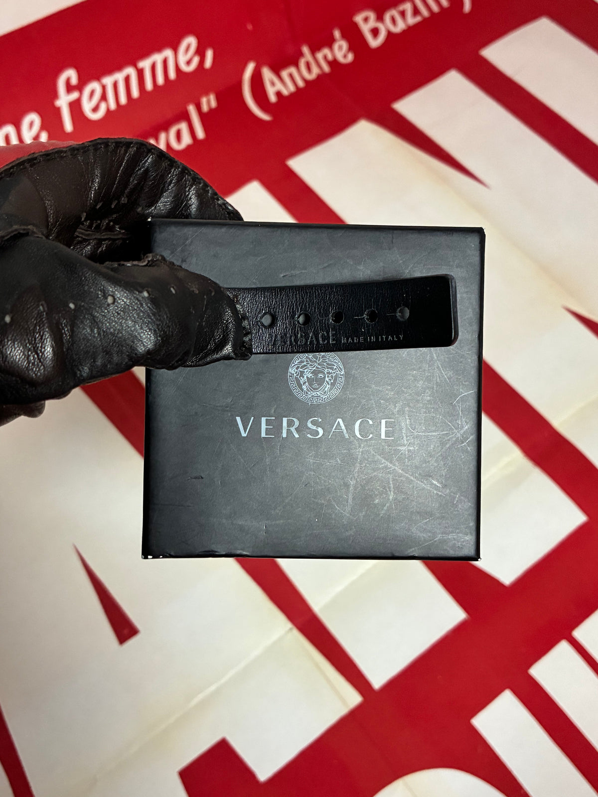 Versace Leather Studded Medusa Choker