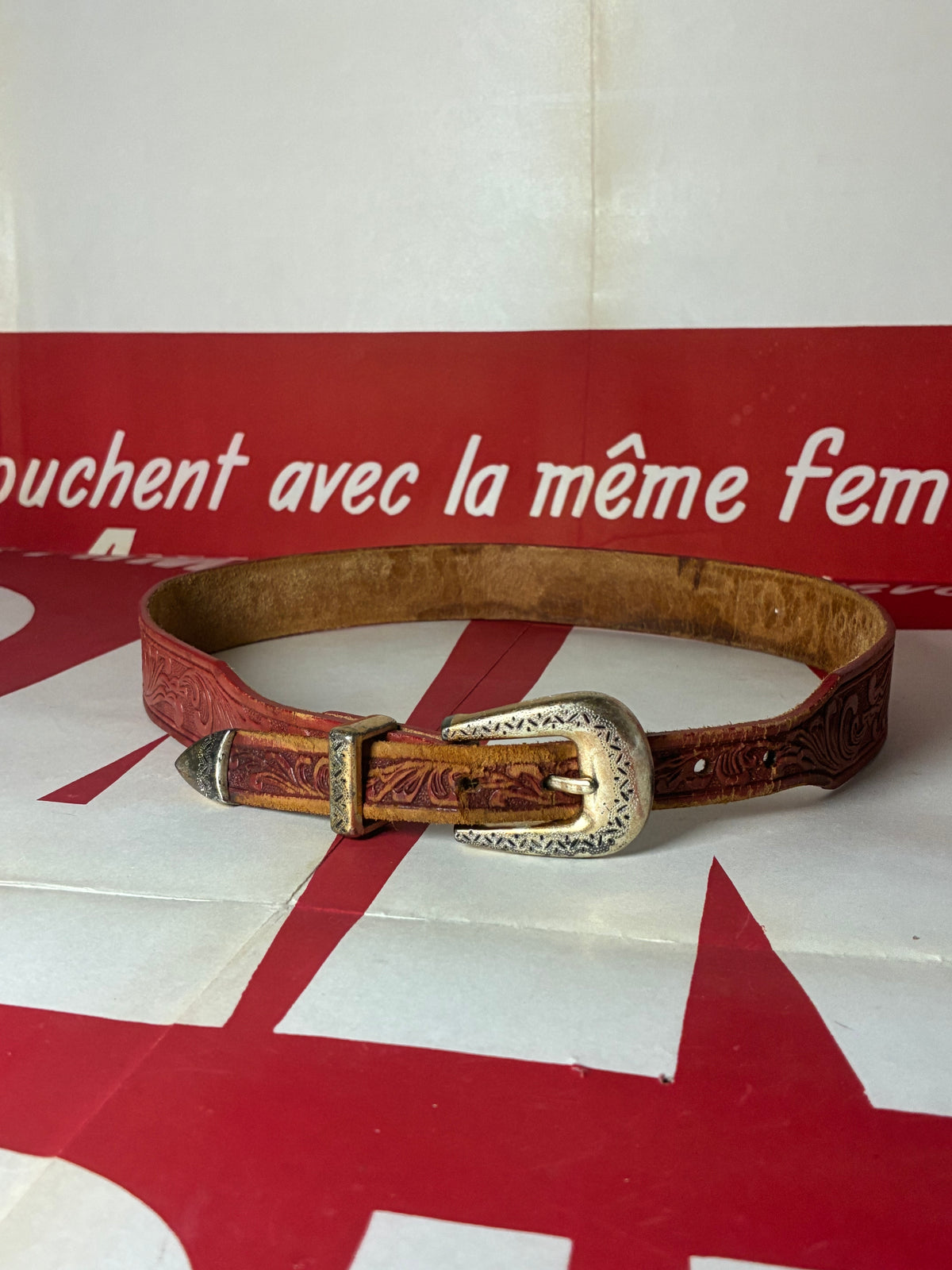 Justin Red Cowhide Belt