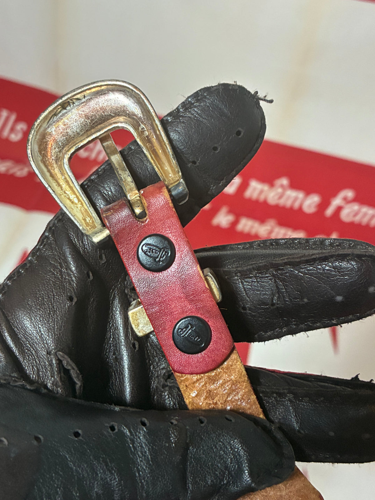 Justin Red Cowhide Belt