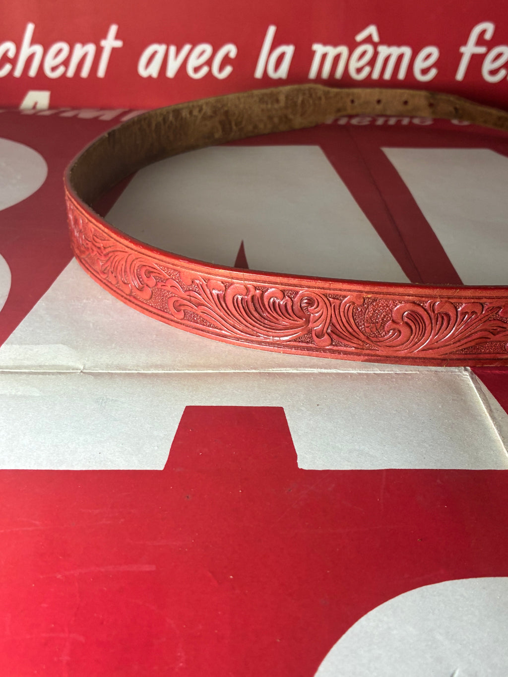 Justin Red Cowhide Belt
