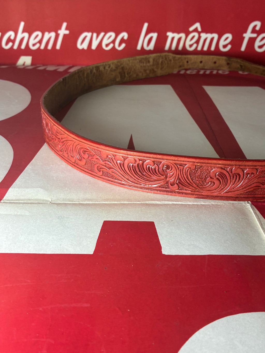 Justin Red Cowhide Belt