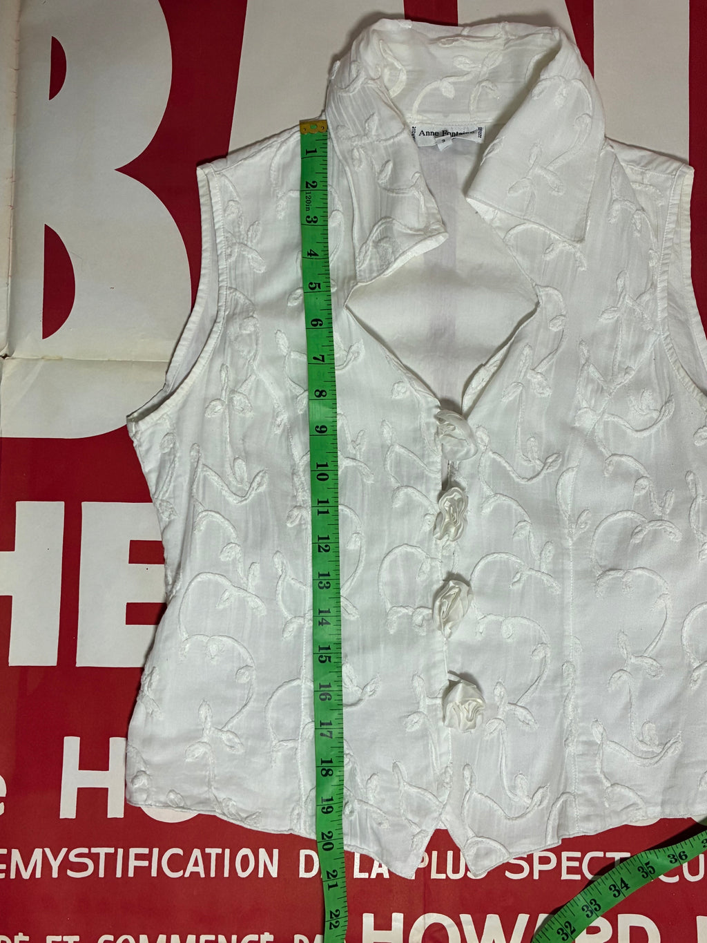 Anne Fontaine Rose Button Sleeveless Shirt