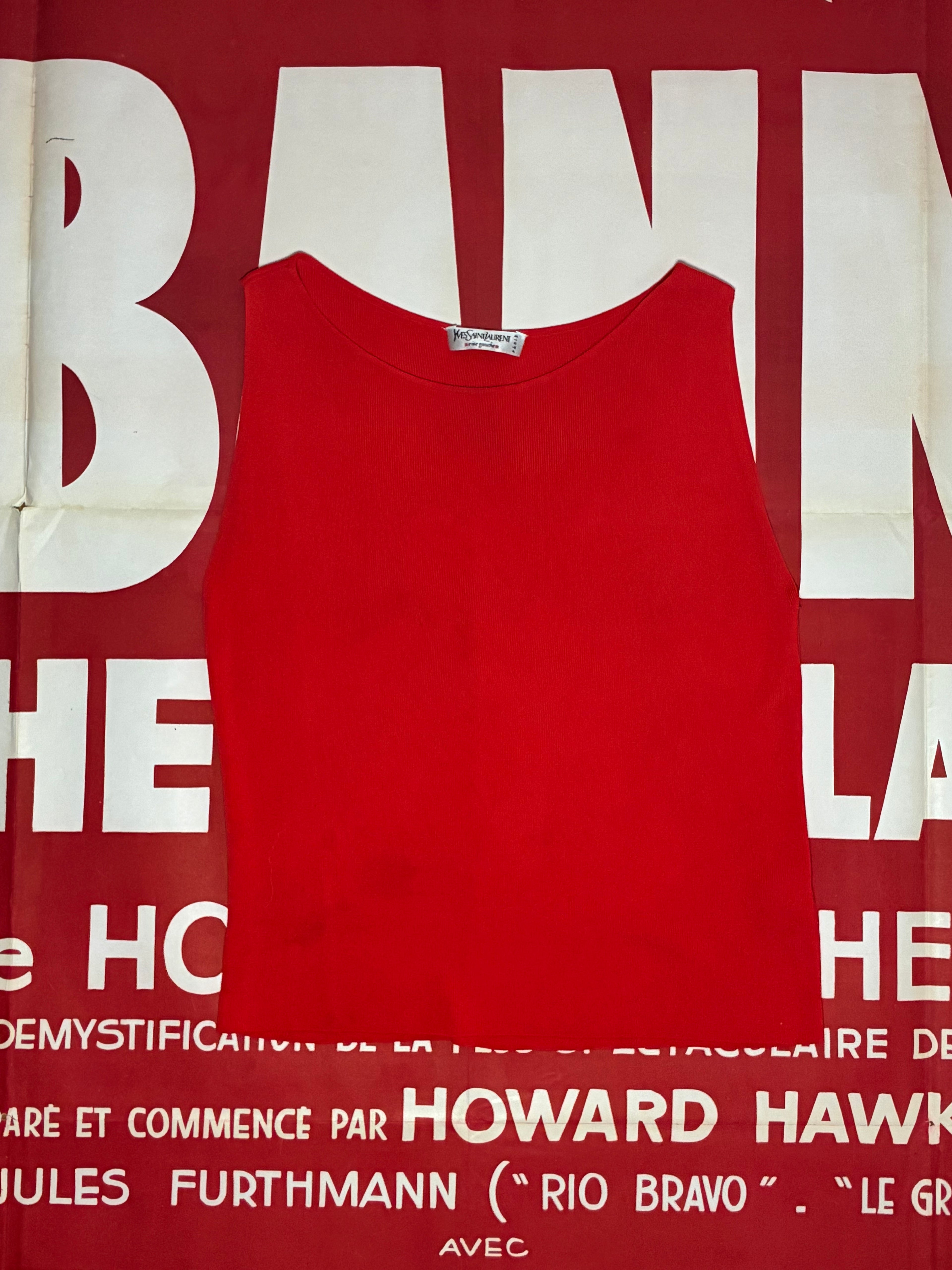 YSL Rive Gauche Red Sleeveless Top