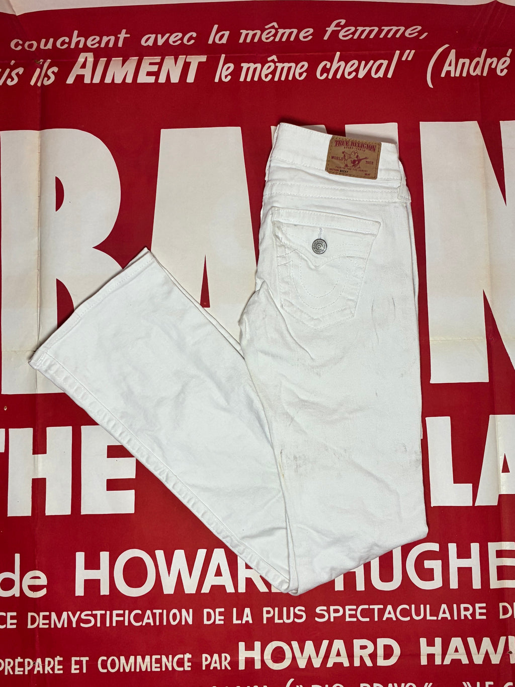 True Religion Becky Flare White Jeans 27x33.5