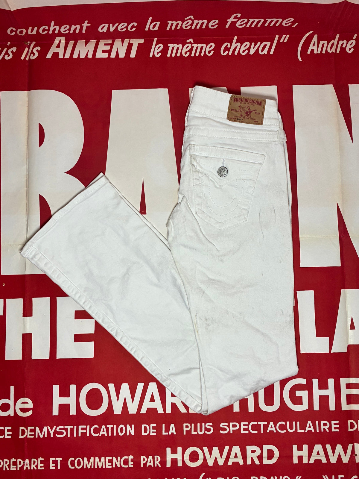True Religion Becky Flare White Jeans 27x33.5