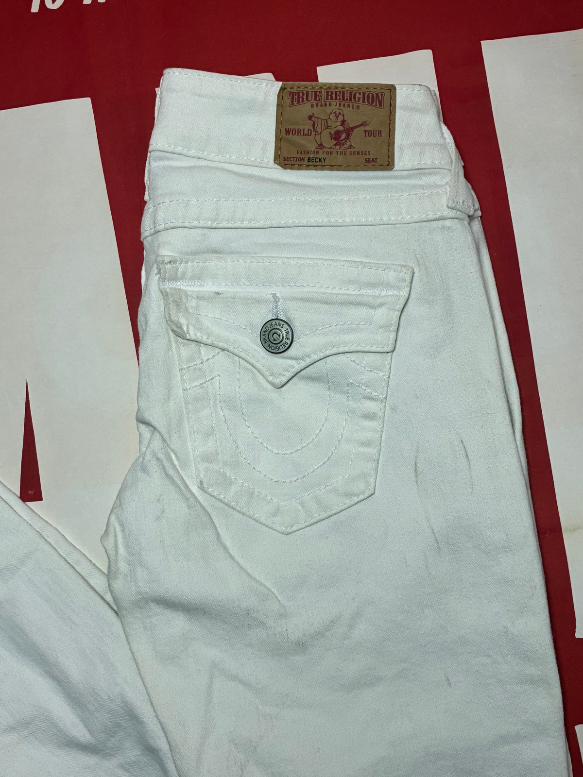 True Religion Becky Flare White Jeans 27x33.5