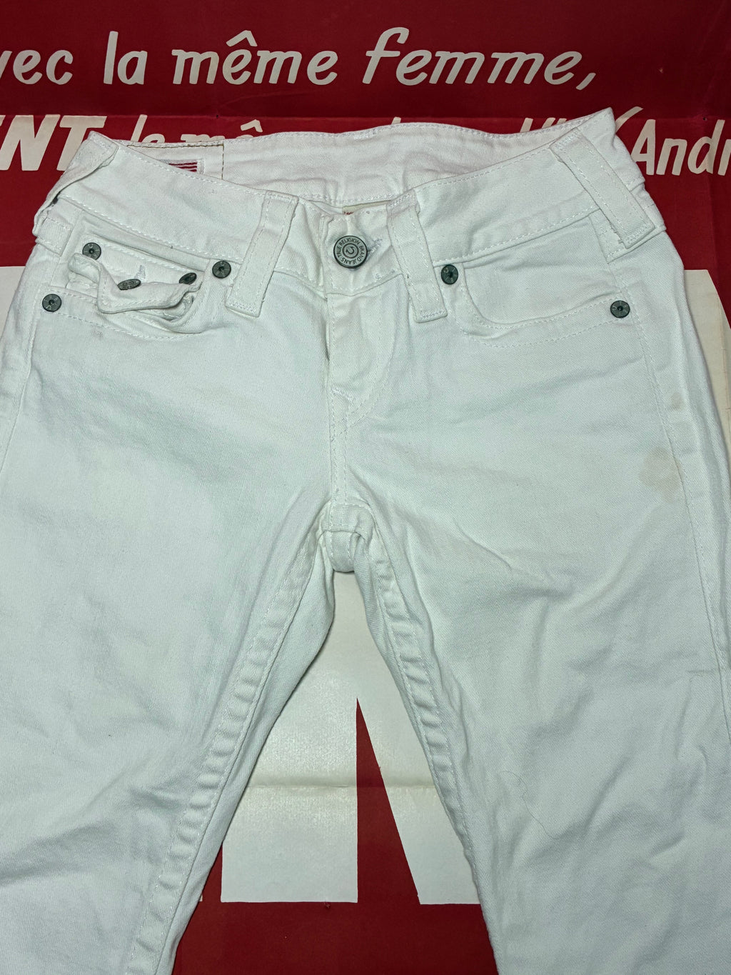True Religion Becky Flare White Jeans 27x33.5
