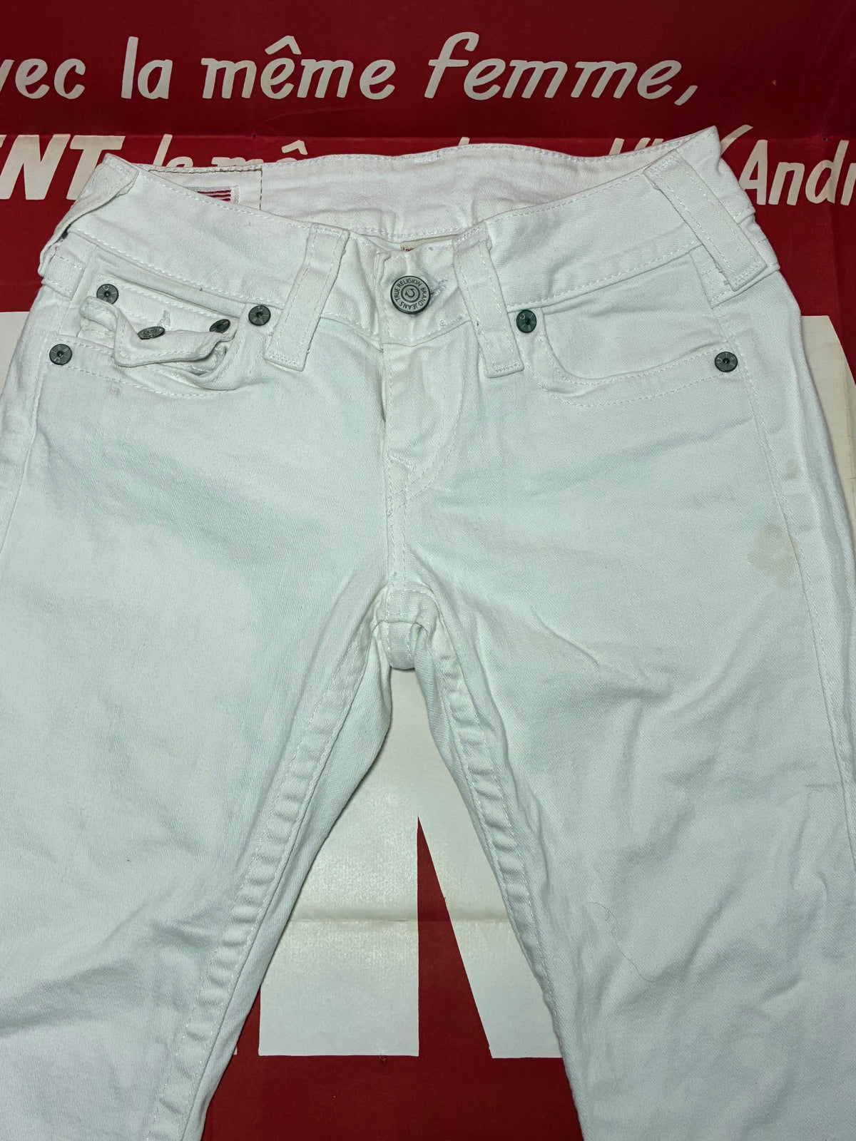 True Religion Becky Flare White Jeans 27x33.5