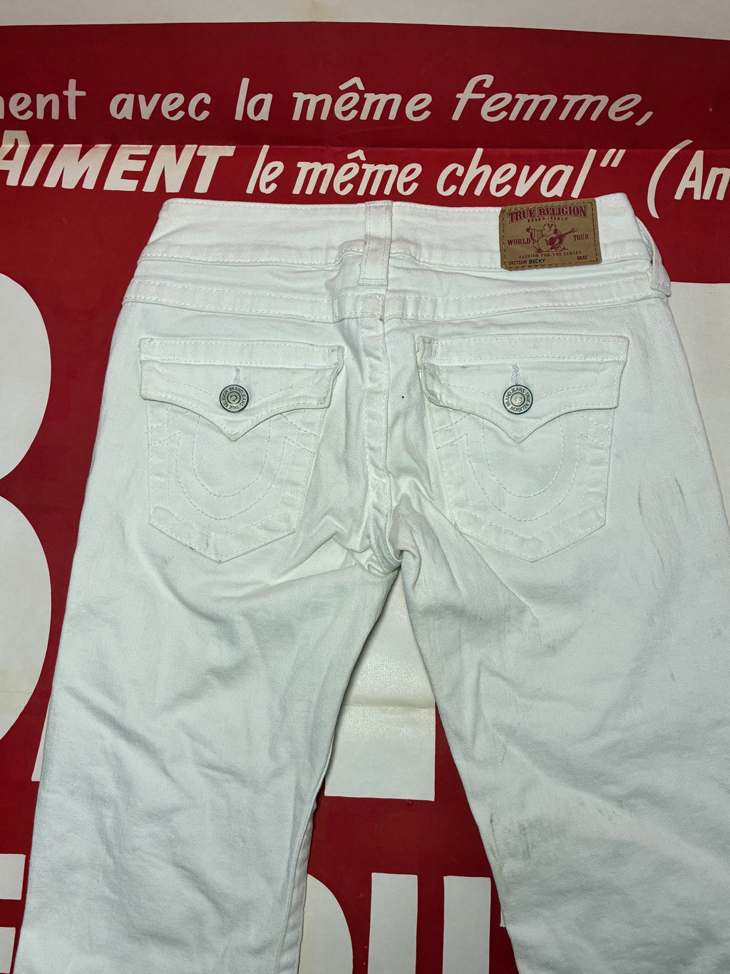 True Religion Becky Flare White Jeans 27x33.5