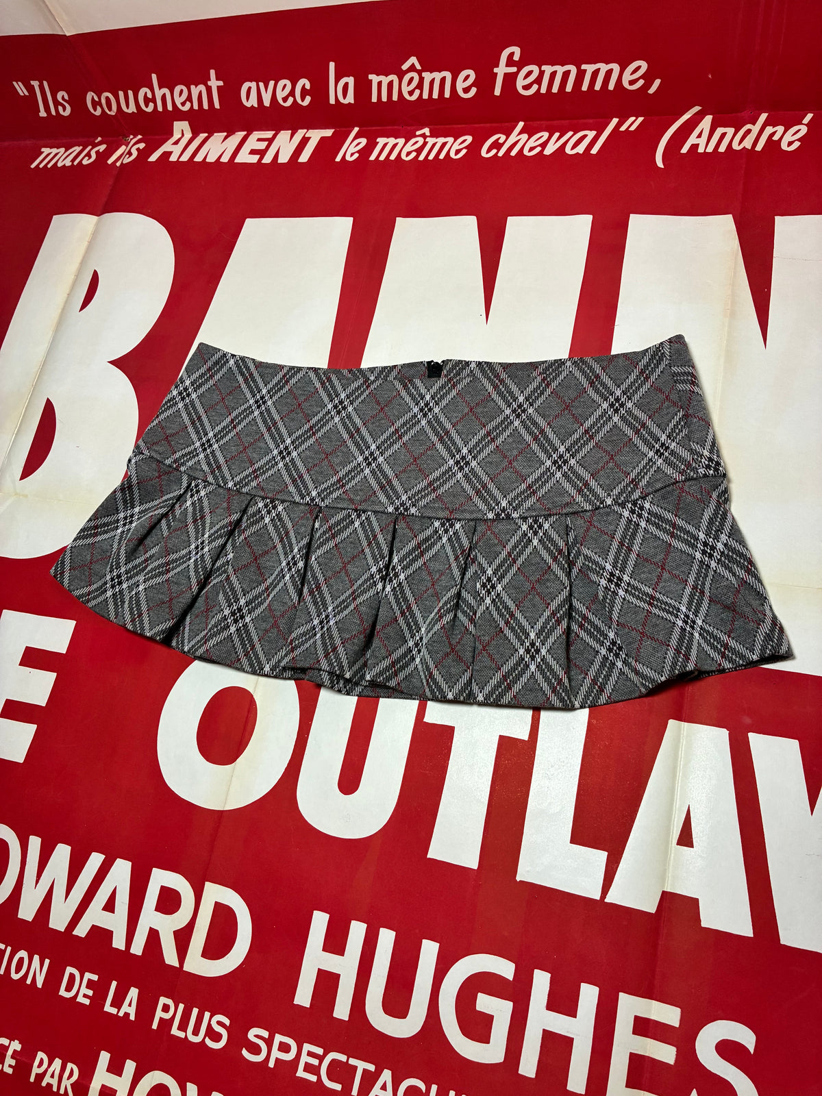 Pleated Plaid Micro Mini Skirt