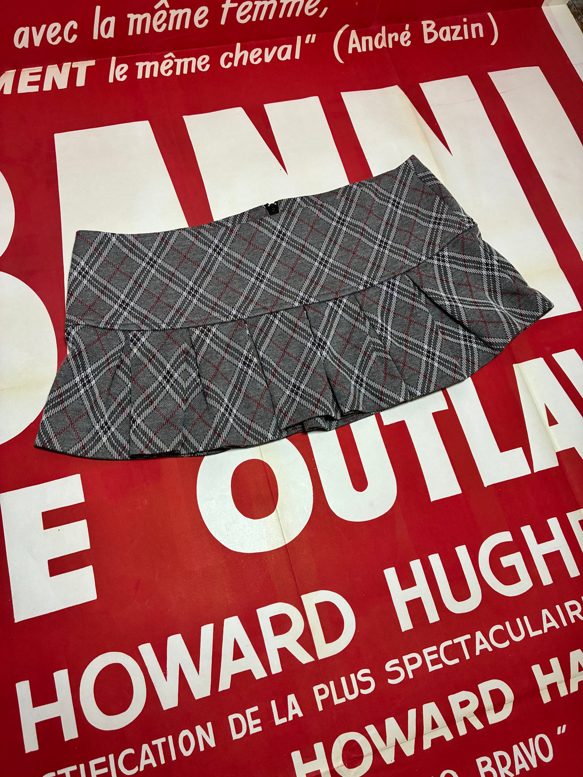 Pleated Plaid Micro Mini Skirt