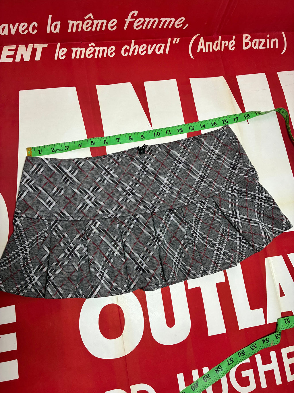 Pleated Plaid Micro Mini Skirt